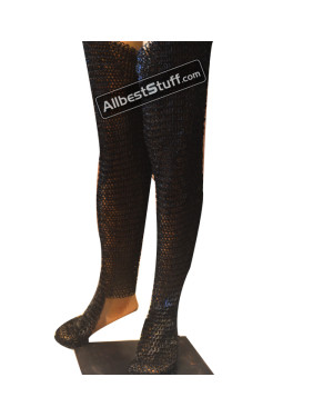 Round Riveted alternating Solid Chain Mail Chausses 6 MM